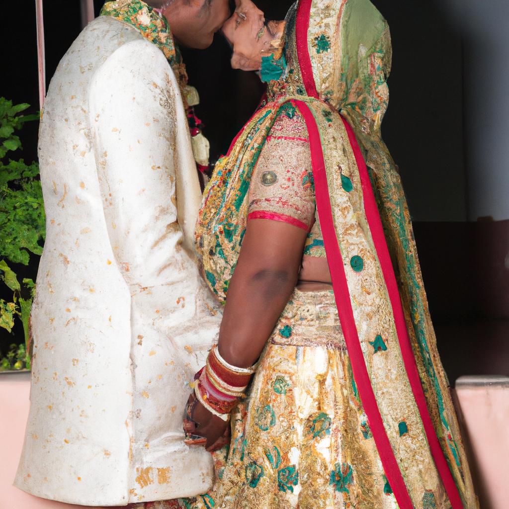 Pareja de novios en ceremonia al aire libre